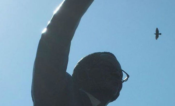 The statue of Oliver Tambo, who helped end apartheid in South Africa, is one of two monuments unveiled to historic figures in Free State.