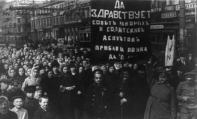 A sign during the October Revolution reads: 