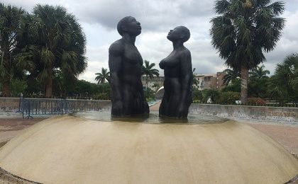 A statue commemorating the struggle against slavery at Jamaica’s Emancipation Park in Kingston.