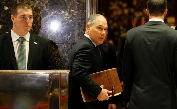 Scott Pruitt Attorney General of Oklahoma arrives to meet with U.S. President-elect Donald Trump at Trump Tower in Manhattan, New York City, U.S., December 7, 2016.