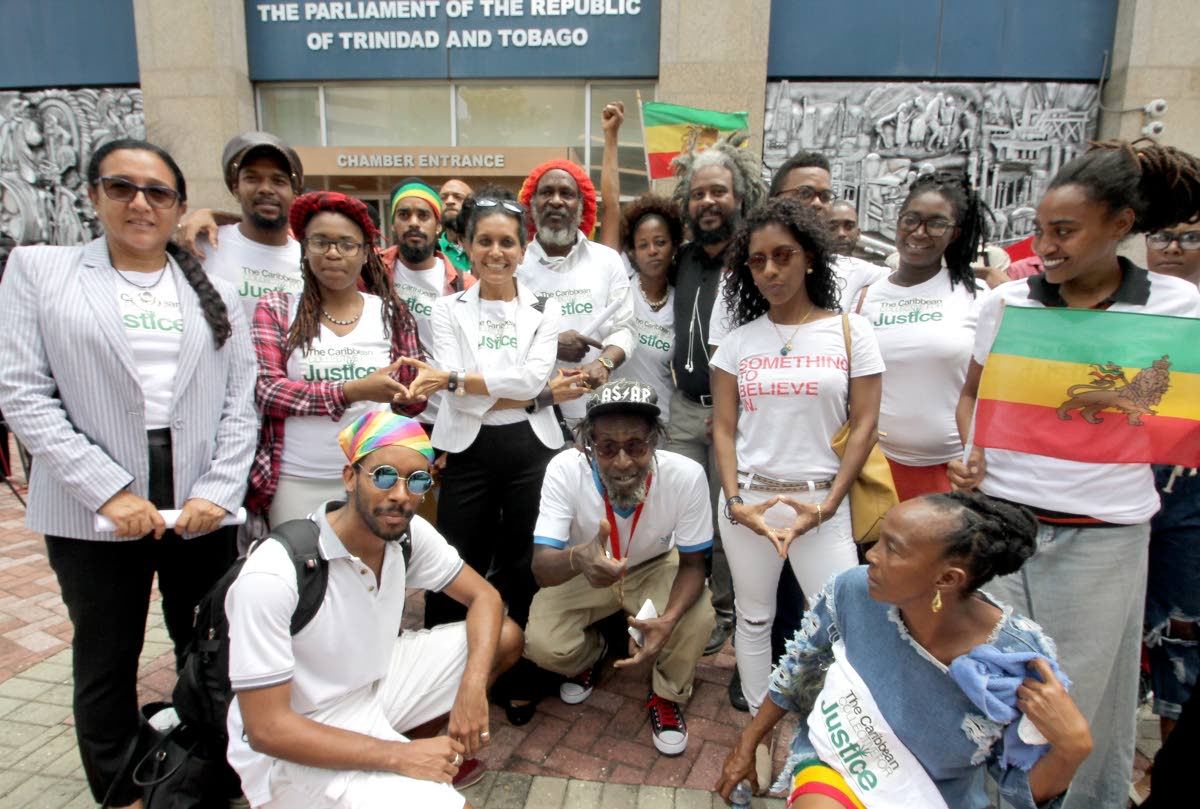 Activists gathered outside Trinidad and Tobago's parliament after a petition regarding the decriminalization of marijuana in the country was delivered.