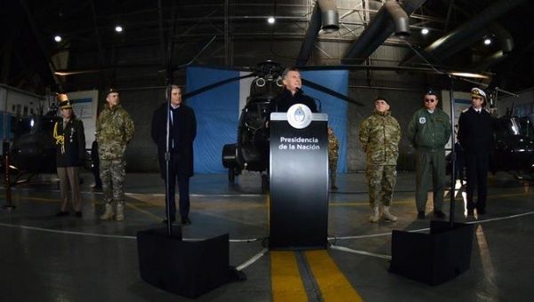 President Macri announced reforms to the armed forces Monday. 