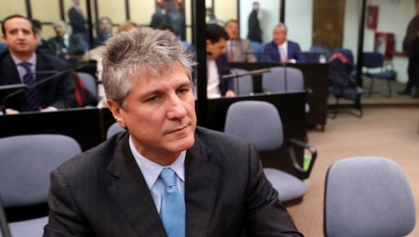 Former Argentine Vice President Amado Boudou attends the sentence hearing on his trial for corruption charges in Buenos Aires, Argentina, Aug. 7, 2018. 