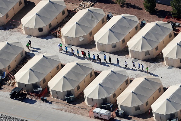 Immigrant children housed under Trump's 'zero-tolerance' immigration policy at a border facility in Tornillo, Texas.