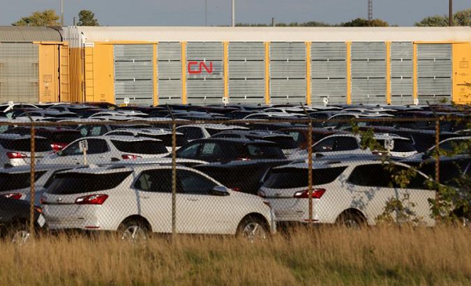 Chevrolet Equinox SUVs await shipment by CN Rail next to the GM CAMI assembly plant in Ingersoll, Ontario, Canada Oct. 13, 2017.