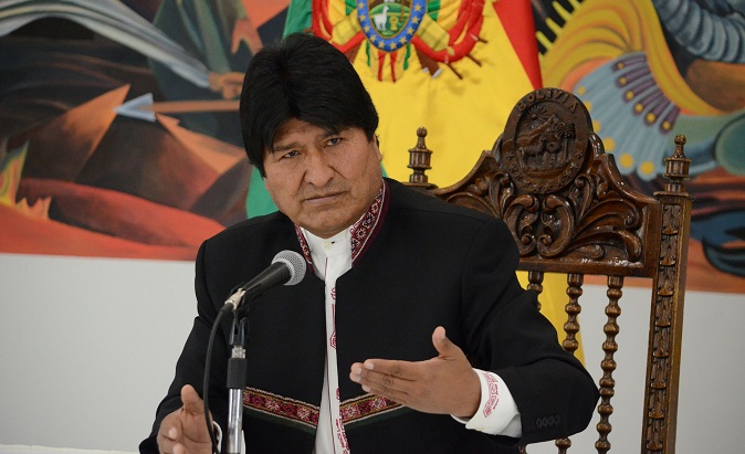 Evo Morales at a conference at La Casa Grande del Pueblo in La Paz, Bolivia, Oct. 2, 2018.
