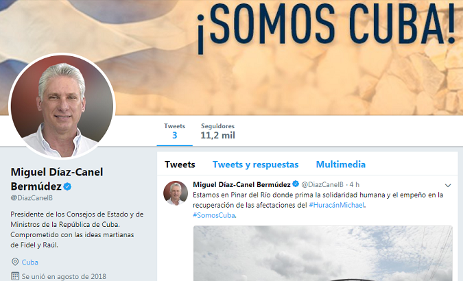 Diaz-Canel debuted his Twitter account on an emblematic date.