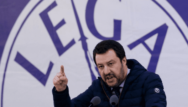 Italian Northern League leader Matteo Salvini speaks during a political rally in Milan, Italy February 24, 2018. 