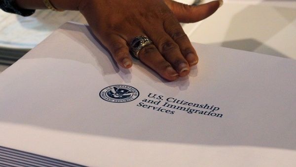 Information packs are distributed by the U.S. Citizenship and Immigration Services following a citizenship ceremony.