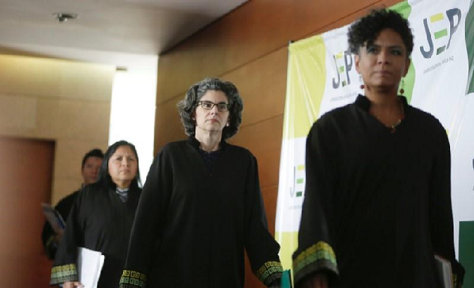 Julieta Lemaitre, president of the Special Jurisdiction for Peace (JEP) tribunal in Bogota arrives for a hearing in Bogota, Colombia, July 13, 2018.
