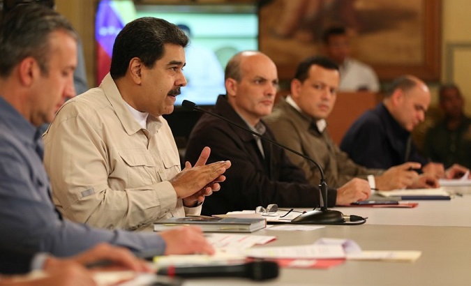 President Nicolas Maduro and the Economic Team during the speech addressing new measures to improve the economy. November 2, 2018.