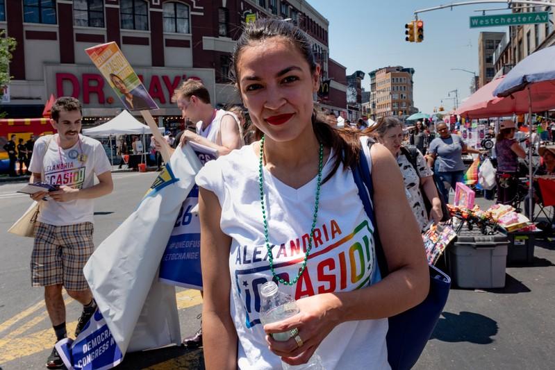 Alexandria Ocasio-Cortez marches during the Bronx's pride parade in the Bronx borough of New York City, New York, U.S., June 17, 2018.