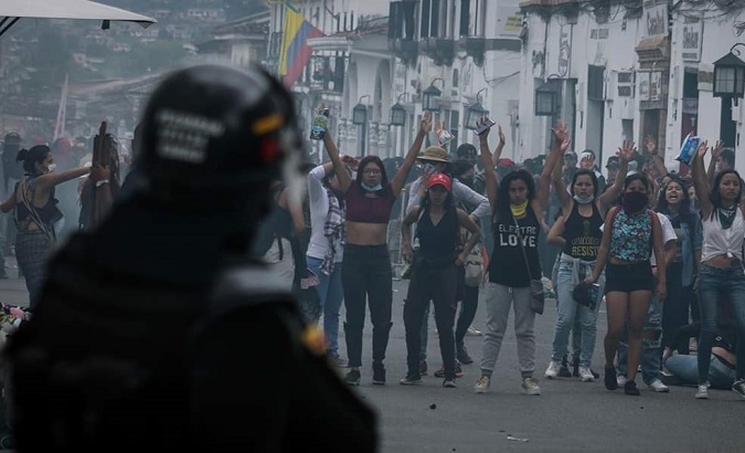Colombia's anti-riot police charged against protesters across the country.