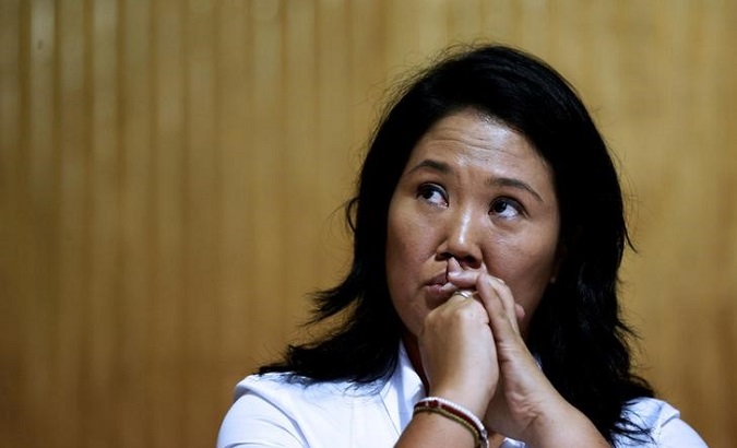 Keiko Fujimori of the Fuerza Popular (Popular Force) party attends an election rally in Lima.