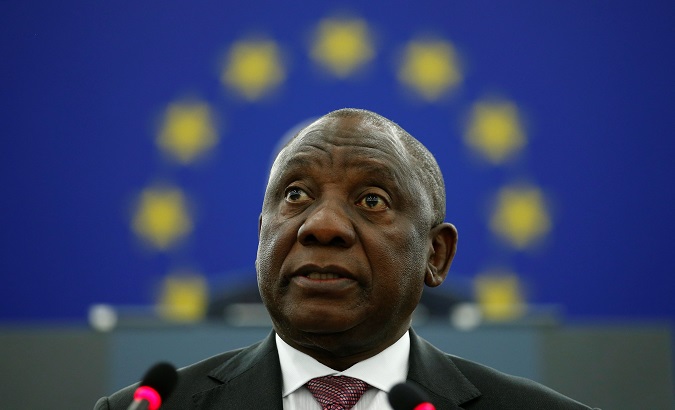 South African President Cyril Ramaphosa addressed the European Parliament in Strasbourg, France Wednesday.