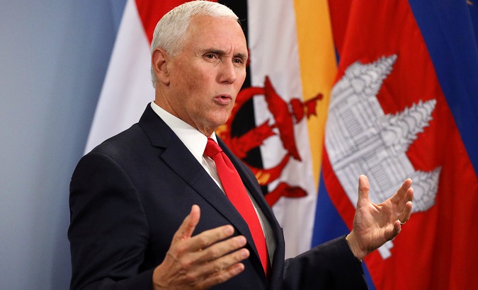 U.S. Vice President Mike Pence speaks during a news conference in Singapore on Nov. 15, 2018.
