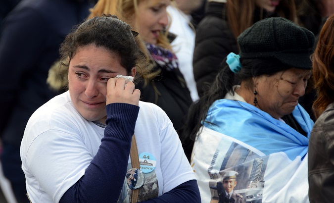 Relatives of the submarine crew during a ceremony to commemorate the tragedy in Mar del Plata, Argentina on Nov. 15, 2018.