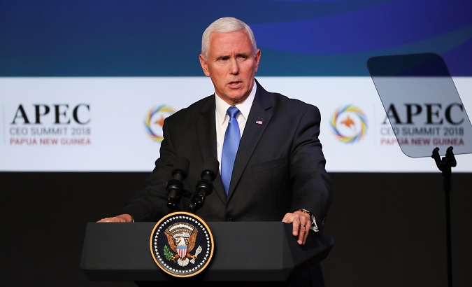 U.S. Vice President Mike Pence speaks at the APEC summit in Papua New Guinea on Nov. 17, 2018.