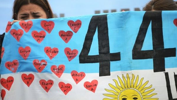 Relatives of the 44 crew members of the found ARA San Juan submarine attend a demonstration outside the Argentine Naval Base in Mar del Plata, Argentina November 17, 2018
