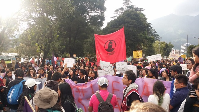 Women march demanding equality in every aspects of life in Quito.