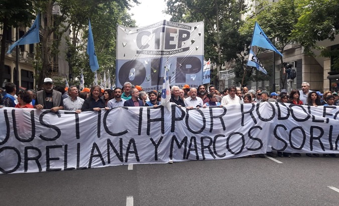 Social organizations march in BuenosAires and Córdoba, against the killings of Union members Rodolfo Orellana and Marcos Soria.