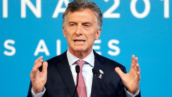 Argentina's President Mauricio Macri at a news conference at the G20 summit in Buenos Aires, Argentina Dec. 1, 2018.