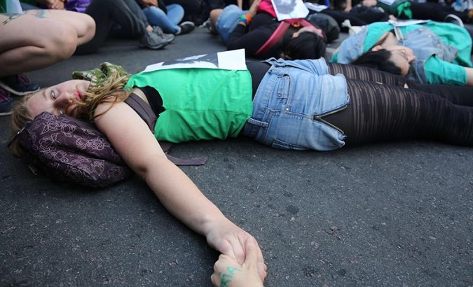 Ni Una Menos Protest in Argentina against the ruling in the Lucia Perez femicide case.