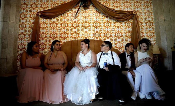 38 gay couples participate in a collective wedding today in Sao Paulo, Brazil.