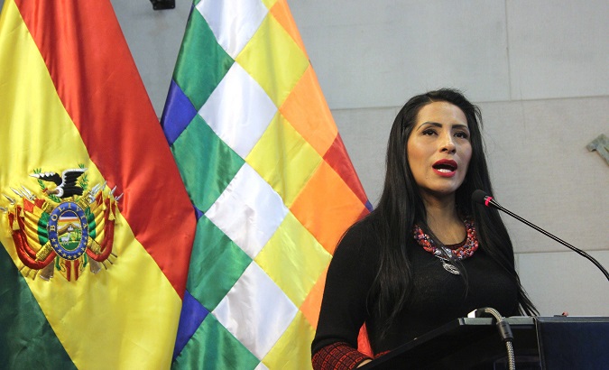 Bolivia's Minister of Culture Wilma Alanoca during a press conference in La Paz, Bolivia, Dec. 26, 2018.