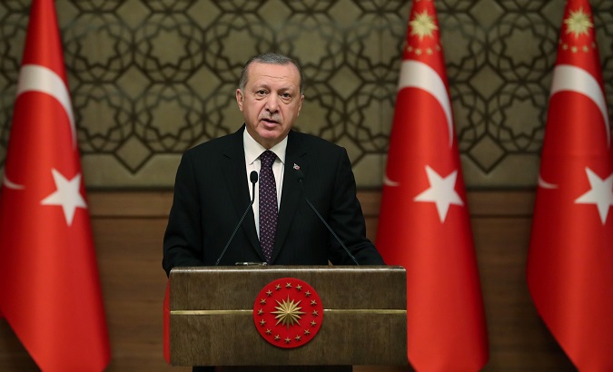 Turkish President Erdogan speaks during a ceremony in Ankara.
