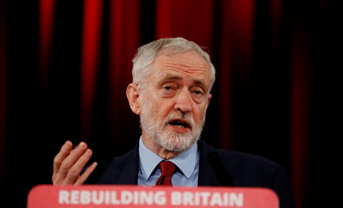 Jeremy Corbyn, Labour Party leader gives a speech days after he called a vote of no confidence in Theresa May's government, in Hastings, Britain, Jan. 17, 2019.