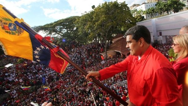 Venezuela's President Nicolas Maduro attends a rally in support of his government and to commemorate the 61st anniversary of the end of the dictatorship of Marcos Perez Jimenez in Caracas, Venezuela Jan. 23, 2019.