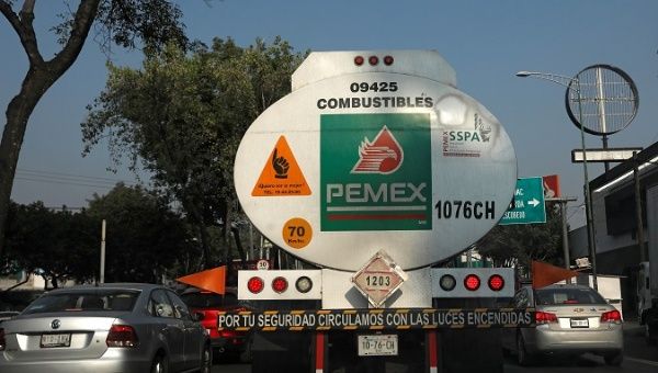 A tanker truck transporting fuel is pictured along the streets en route to a gas station, in Mexico City, Mexico January 15, 2019.