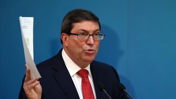Cuban Foreign Minister Bruno Rodríguez speaks during a press conference in Havana Cuba, Tuesday Oct. 3, 2017