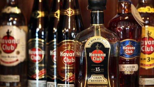 Havana Club rum bottles displayed in a bar in the country’s capital