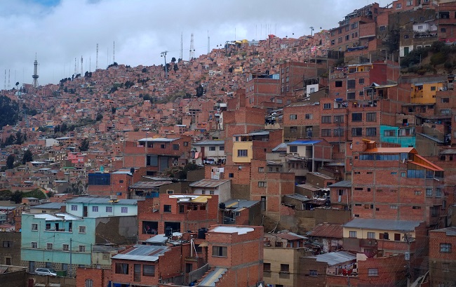 An aerial view of housings in La Paz, Bolivia, March 27, 2019.