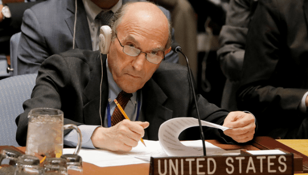 United States Diplomat Elliott Abrams takes notes during a meeting of the U.N. Security Council, February, 2019.