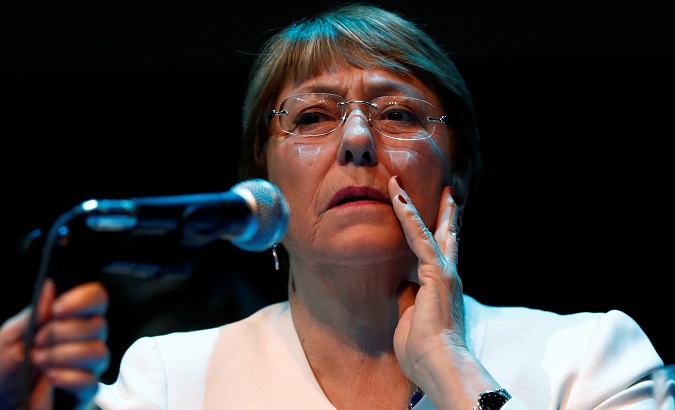 UN High Commissioner for Human Rights Michelle Bachelet holds a news conference in Mexico City, April 9, 2019.