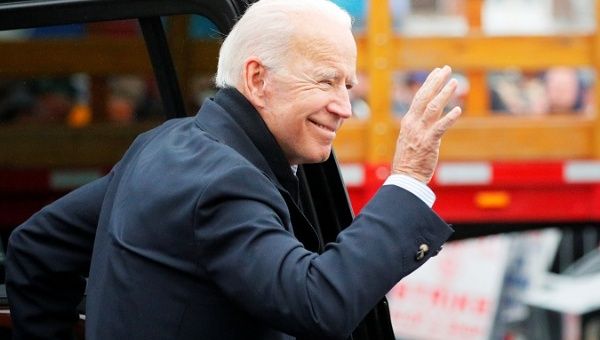 Former U.S. Vice President Joe Biden, 76, arrives at a rally with striking Stop & Shop workers in Boston.
