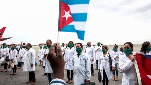 Cuban doctors arrive in Luanda, Angola, April 10, 2020.