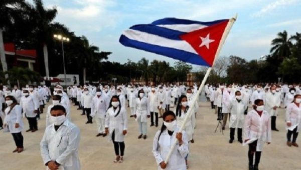 Cuban doctors and nurses getting ready to travel abroad, Havana, Cuba, April 2020.