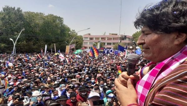 Evo Morales gives his first statements in Bolivia upon his return to his Homeland, 