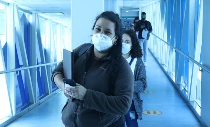 Repatriated woman arrives at Simon Bolivar Airport, Caracas, Venezuela, Feb. 1, 2021.
