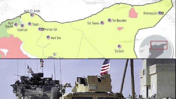 Map locating the area where the U.S. military base is located in Syria, 2021.