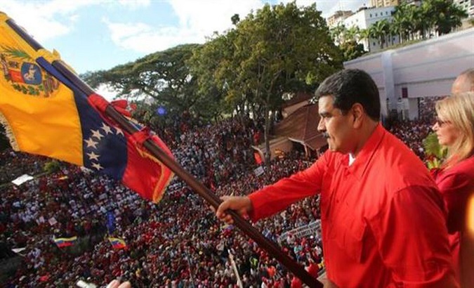 Venezuela's President Nicolas Maduro during a rally to support the Bolivarian revolution.