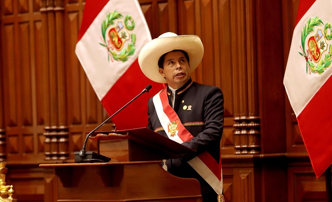 President Pedro Castillo adressing Congress, Lima, Peru, July 28, 2021.