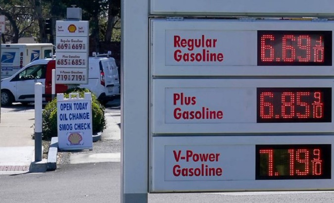 A gas station in Menlo Park, California, U.S., March 21, 2022.