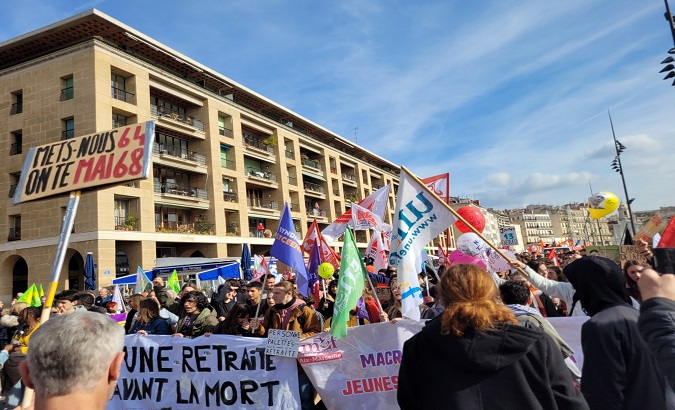 Citizens on strike, France, Feb. 16, 2023.