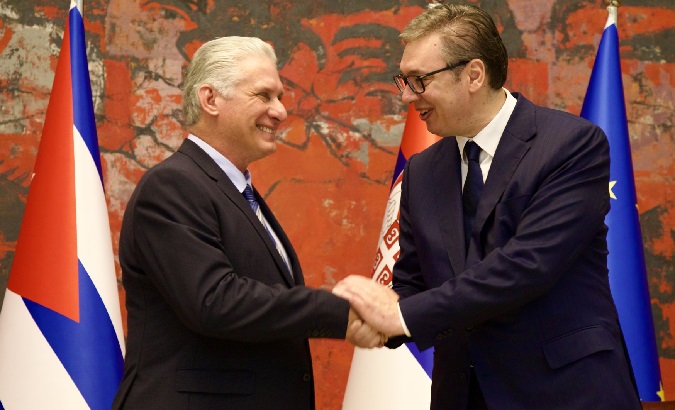 Cuban President Miguel Diaz-Canel (L) & Serbian President Aleksandar Vučić (R), Jun. 21, 2023.