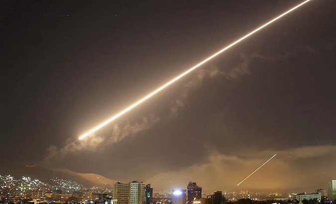 Israeli airstrikes against Syrian air defense installations in the southern region. Apr. 19, 2024.